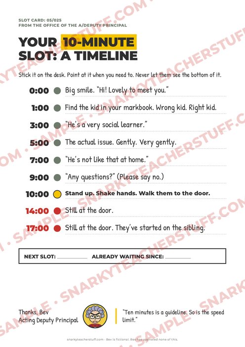 Your 10-minute slot: a timeline, sample preview