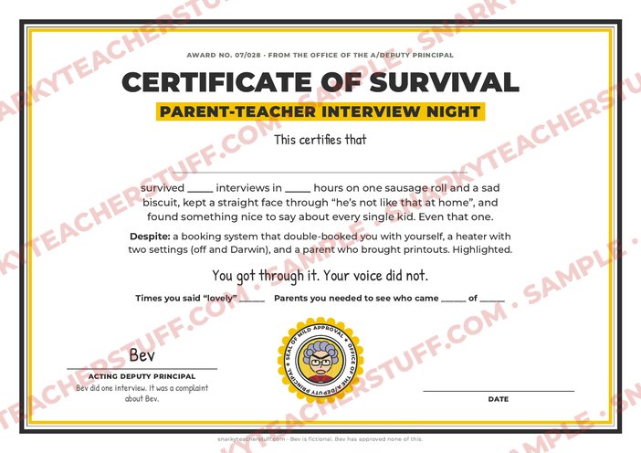 Certificate of Survival: interview night, sample preview