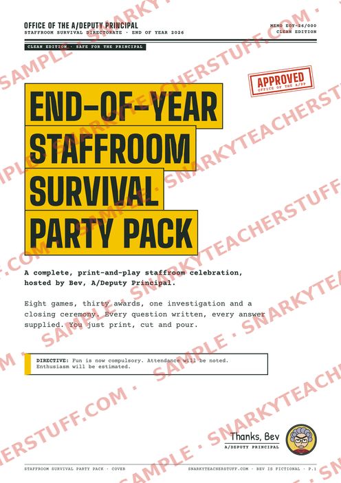 End-of-Year Staffroom Survival Party Pack, sample preview