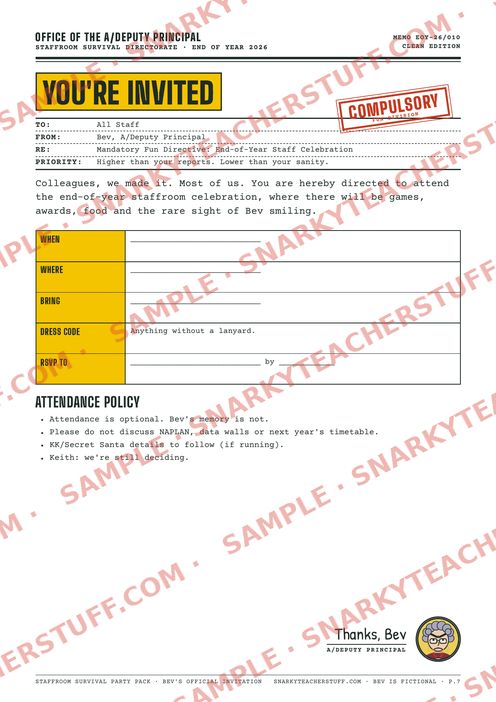 You’re invited (compulsory), sample preview
